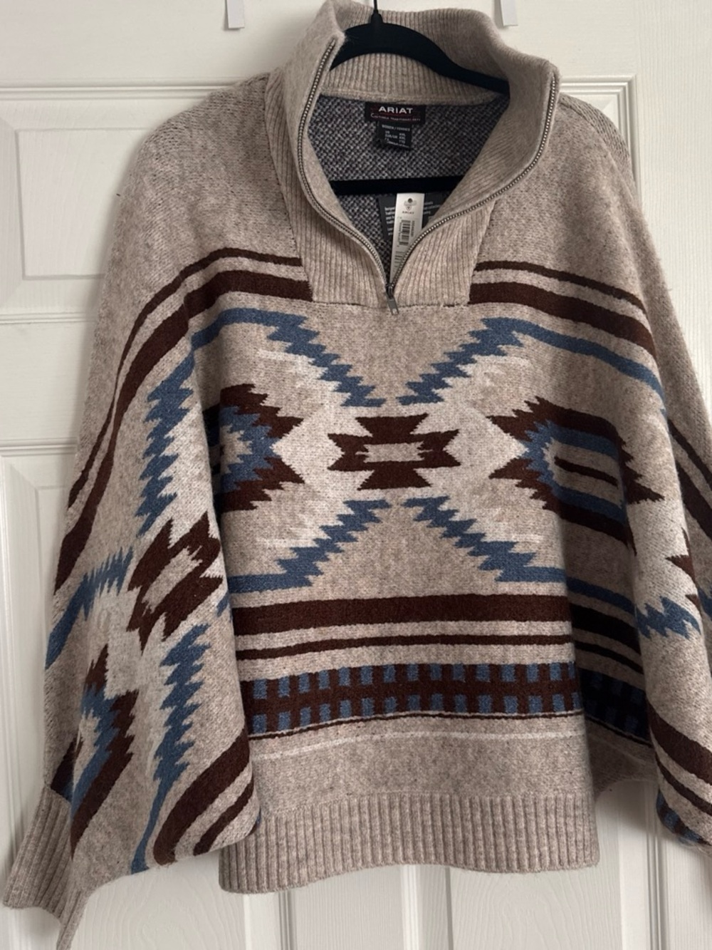 Ariat women’s  Beige Quarter-Zip Aztec Sweater
